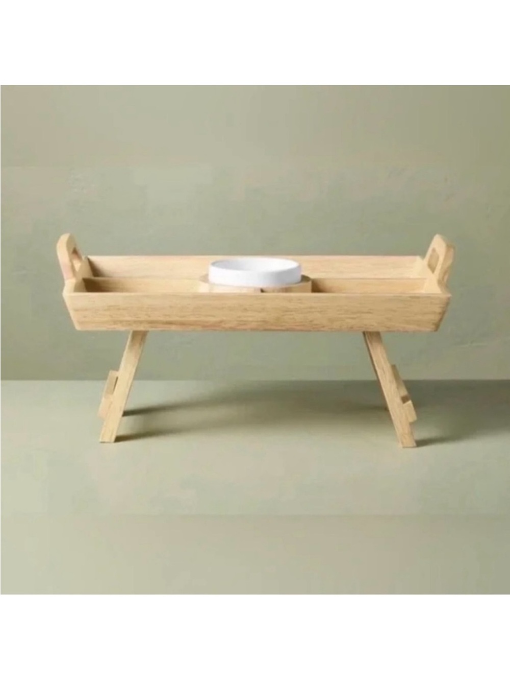 Hearth & Hand with Magnolia Wooden Foldable Tray w/ Magnetic Legs & Ceramic Bowl